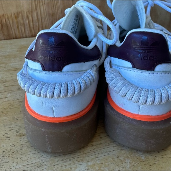 Adidas Originals + Ivy Park Super Sleek Platform Sneaker Lace Up White Orange - Picture 5 of 12